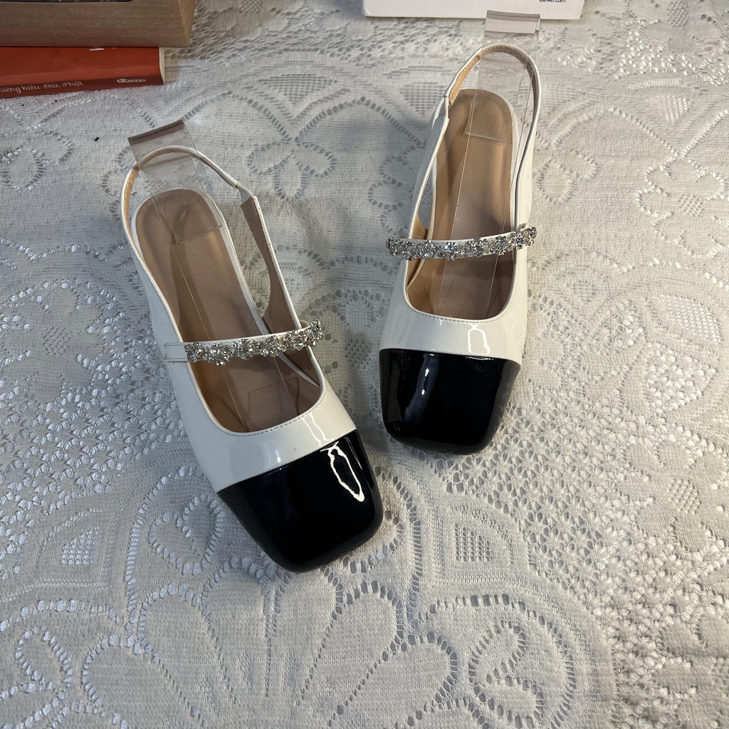 Giày tiểu thư bít mũi vuông bigsize quai đá cao 2 cm size 40-44