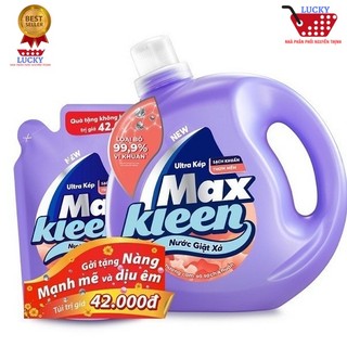 Nước Giặt Xả MaxKleen Hương Cam 2,4kg tặng Túi lau sàn 600g