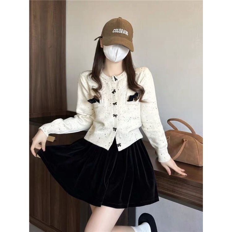 ÁO CARDIGAN LEN ĐÍNH NƠ ULLZANG