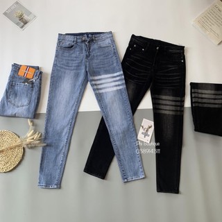 Quần jeans 4 vạch trắng nam quần bò nam thom 4 sọc trơn phối dập kẻ trắng đùi cực đẹp zenkonam mqk 018