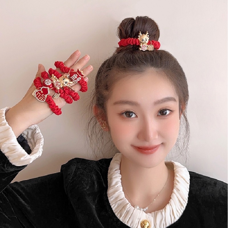 Dây Buộc Tóc Cao Su Co Giãn Hình Rồng Năm Mới 2024