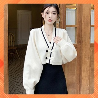  Áo khoác CÀI 2 NÚT HOA phối viền