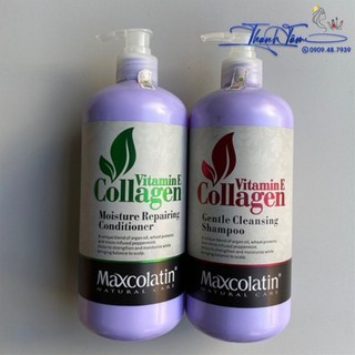 Dầu gội xả tinh chất tơ tằm siêu mềm mượt MaxColatin Vitamin E Collagen 800mlx2