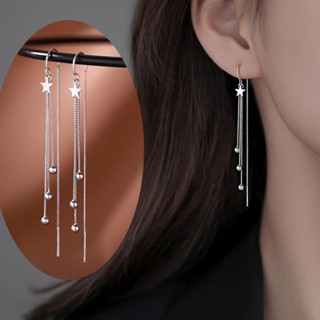 Đôi Bông Tai Mạ Bạc 925 Dáng Rơi Họa Tiết Ngôi Sao Thời Trang Cho Nữ