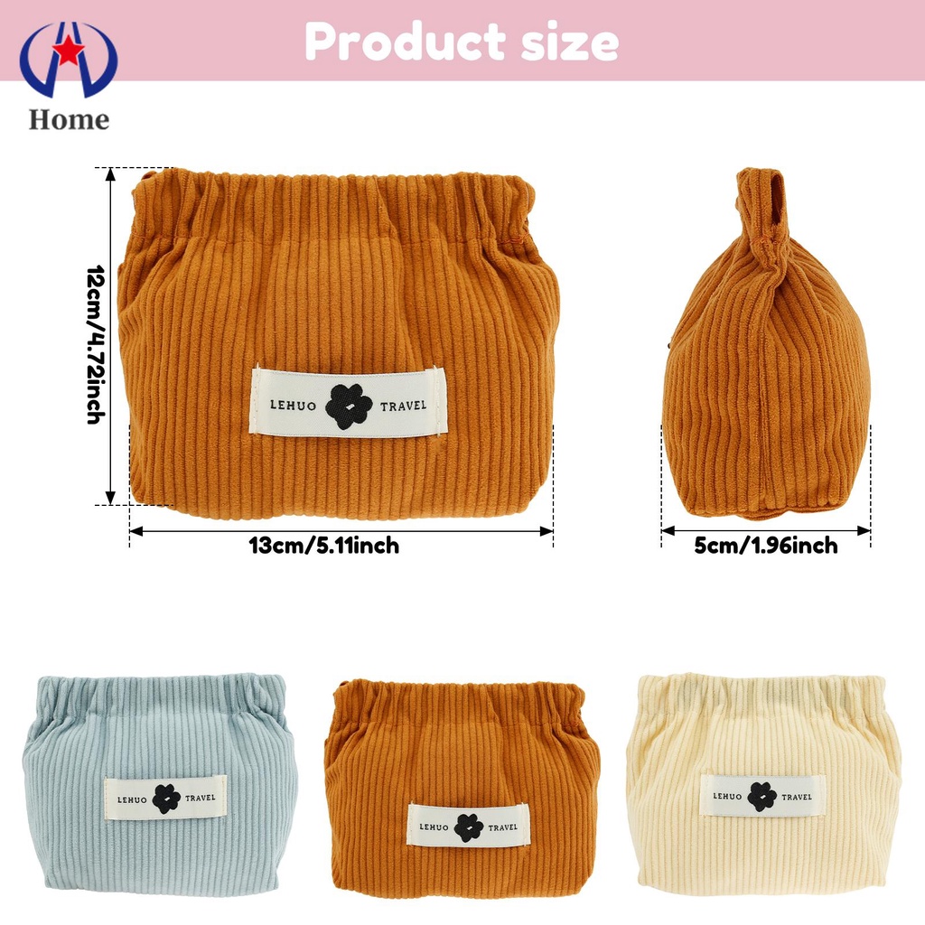 Set 3 Túi Đựng Mỹ Phẩm Son Môi Bằng Vải Nhung Kẻ Co Giãn Nhỏ Gọn Shopskc96433