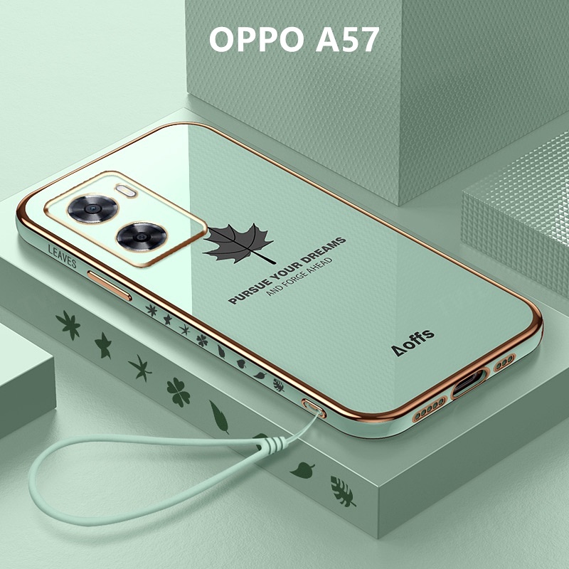 Ốp Lưng OPPO A57 Mạ điện Lá phong Mềm Ốp Điện Thoại OPPO A57 4G 2022
