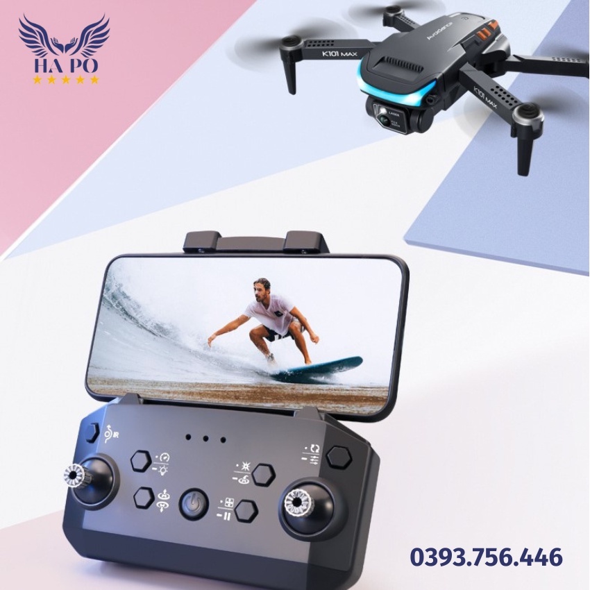Máy Bay Flycam Camera K101 Max Định Vị GPS Cảm Biến 3 Chiều Tránh Chướng Ngại Vật, Máy Bay Điều Kiển Mini Camera 4K