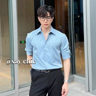 Áo sơ mi màu trơn tay lửng thời trang cho nam