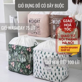 [SIZE TO 75-100 LÍT] Túi đựng quần áo chăn màn vải canvas không thấm nước, giỏ đựng đồ đa năng có nắp khoá GVT7