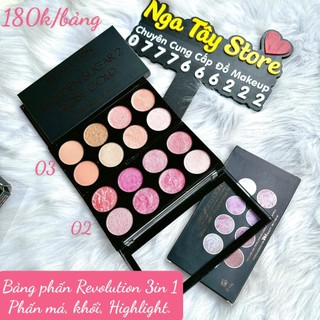 Bảng Phấn Revolution Má Hồng Kiêm Bắt Sáng + Tạo Khối Revolution 3in1 Chính Hãng