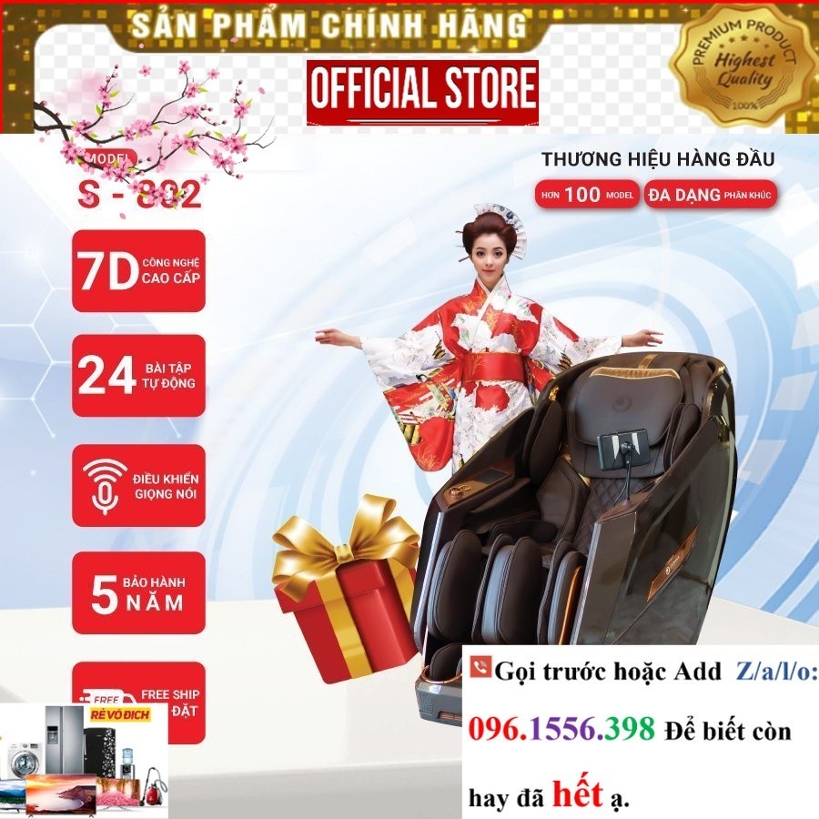 ~P&G Ghế massage Okinawa Os- 802, công nghệ 7D, điều kiển bằng giọng nói tiếng Việt -