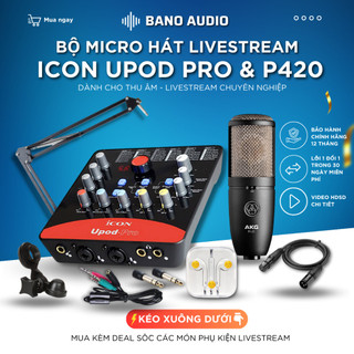 Micro thu âm Sound Card ICON UPOD PRO & Mic AKG P420 Hát Livestream Điện Thoại
