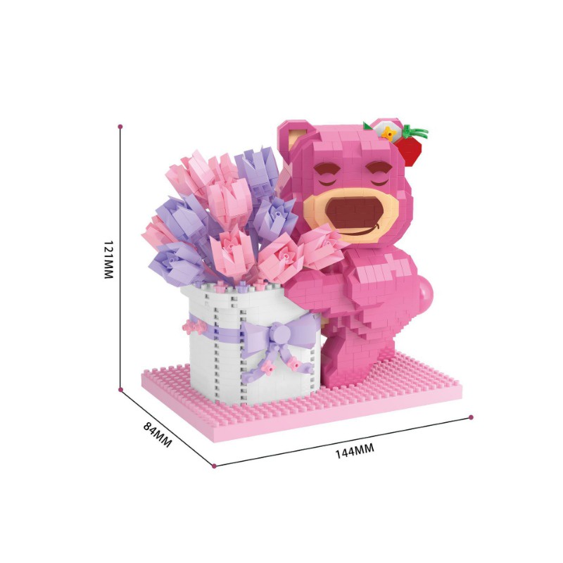 DISNEY Bộ Đồ Chơi Lắp Ráp Gấu Dâu Tây / Gấu Bông Sáng Tạo Cho Bé