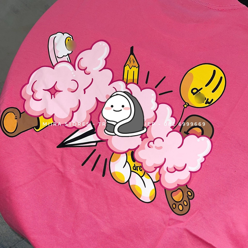 DOODLE JOY SS TEE - Áo thun tee trước ngực in chữ D - sau lưng in hình bóng mây
