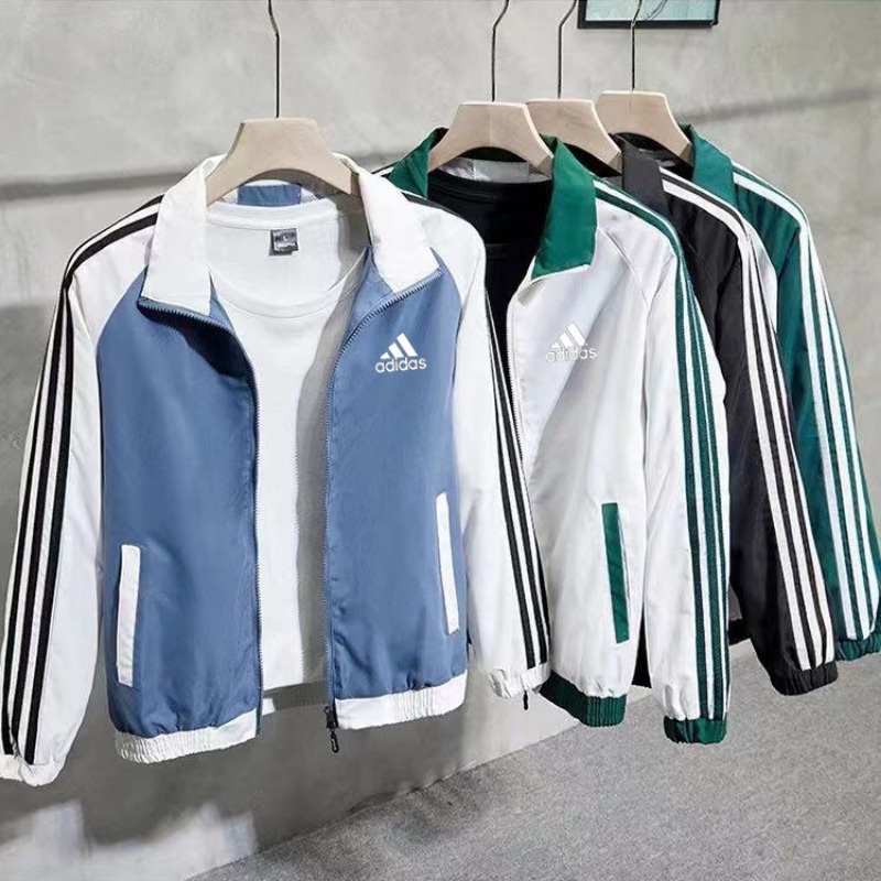 Áo Khoác Gió Adidas 100% Chính Hãng Dáng Rộng Kẻ Sọc Kiểu retro Đường Phố Thời Trang Mùa Thu Cho Nữ
