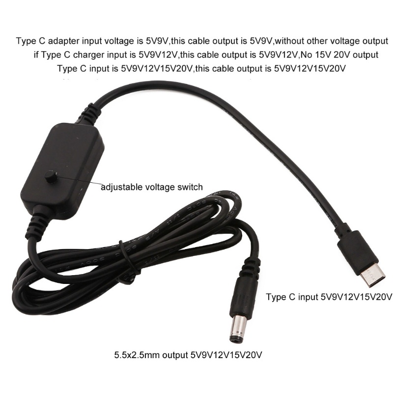 Dây Cáp usb c Sang 5 5x2 5mm 5v 9v 12v 12v 20v 3a Cho Màn Hình lcd / Máy Ảnh