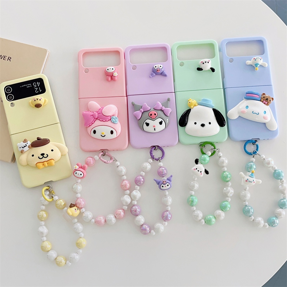 Sanrio Ốp Điện Thoại tpu Mềm Có Dây Đeo Tay Cho samsung galaxy z flip 3 4 5 z flip4 z flip5 z flip3