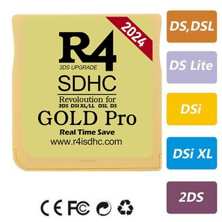Thẻ game thẻ R4 COM màu vàng 2024 cho hộp mực DS/3DS-2DS/revolution có bộ chuyển đổi USB