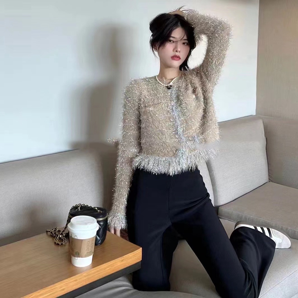 Áo Khoác cardigan Dệt Kim Cổ Tròn Thời Trang Phương Tây Cho Nữ 2023