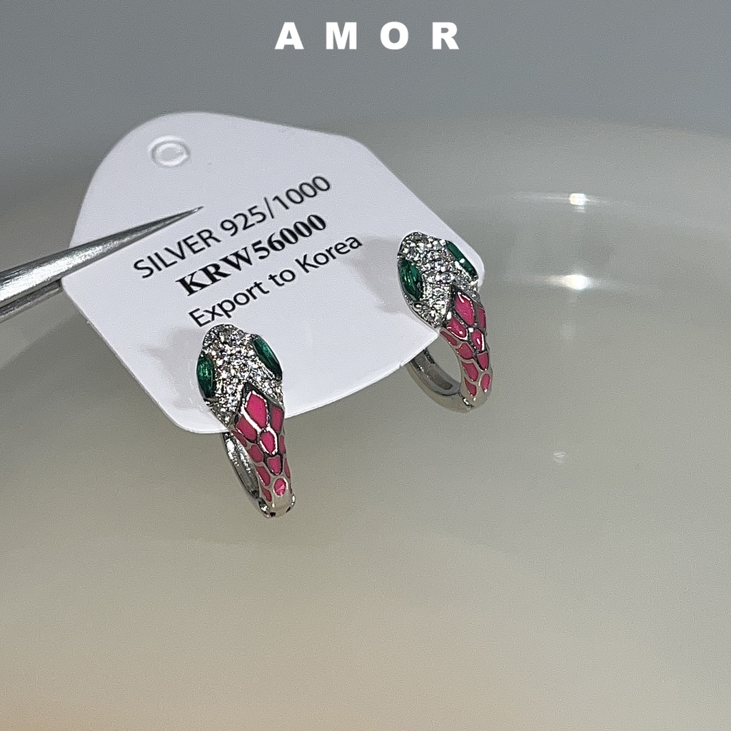 Búp Bê barbie y2k Rắn Tai Đinh Tán Mắt Xanh Hồng