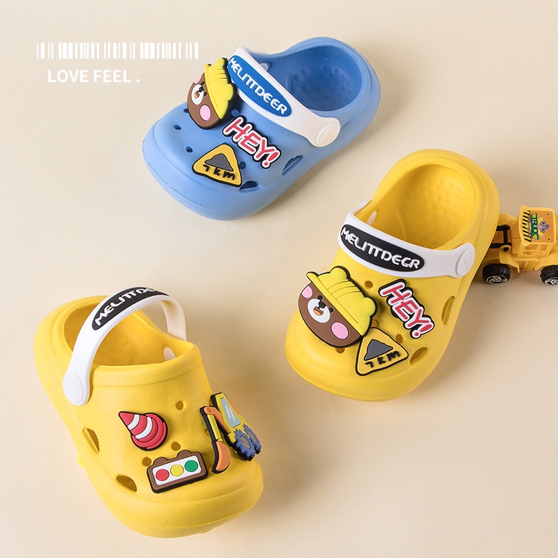 AYUER Xăng đan crocs Đế Mềm Họa Tiết Gấu Hoạt Hình Dễ Thương Cho Bé Trai Và Gái