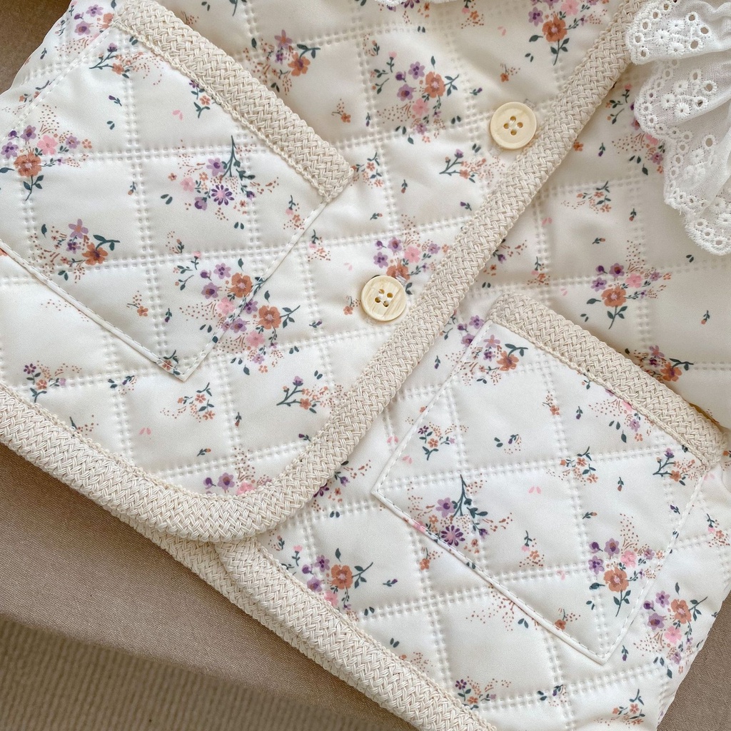 Áo Khoác cardigan cotton Đệm cotton Dày Tay Dài In Họa Tiết Hoa Phong Cách Phương Tây Thời Trang Mùa Đông Hàn Quốc Cho Bé Gái