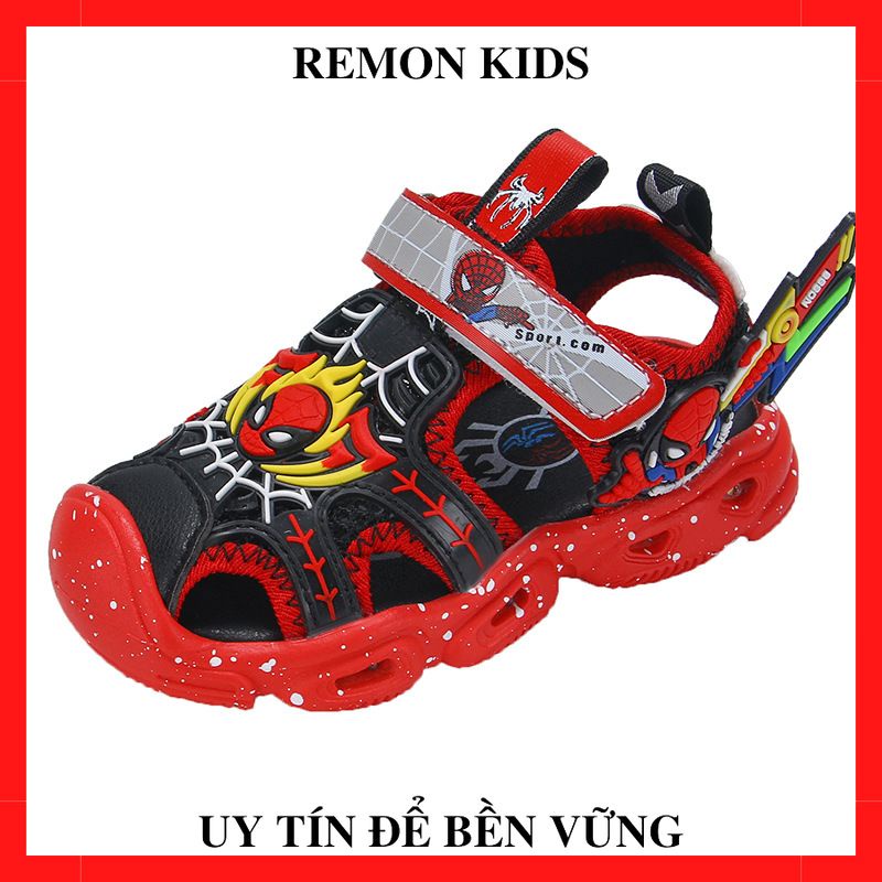 Sandal siêu nhân nhện Spider-man phát sáng đế mềm,êm chân chống trơn trượt  cho bé đi học,đi chơi