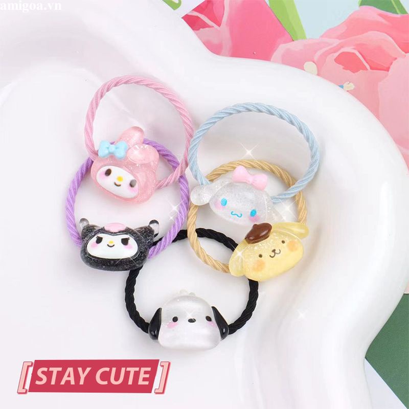 ✨✨Dây Cột Tóc sanrio Cao Su Mỏng Co Giãn Họa Tiết Hoạt Hình