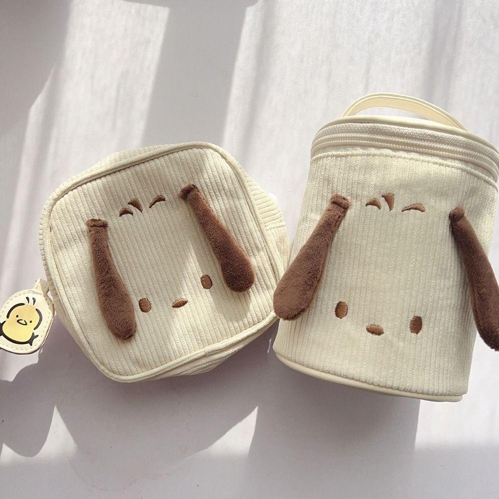 Pinou pochacco Túi Đựng Mỹ Phẩm / Tiền Xu / Bút Chì Hình Vuông Cỡ Lớn Chất Liệu Nhung Kẻ Thêu Họa Tiết Dễ Thương Cho Học Sinh