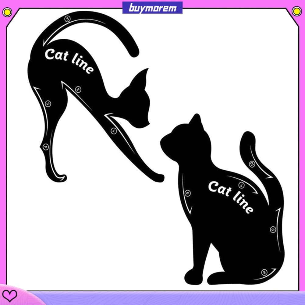 2 Thẻ Khuôn Mẫu Kẻ Mắt / Lông Mày Hình Mèo