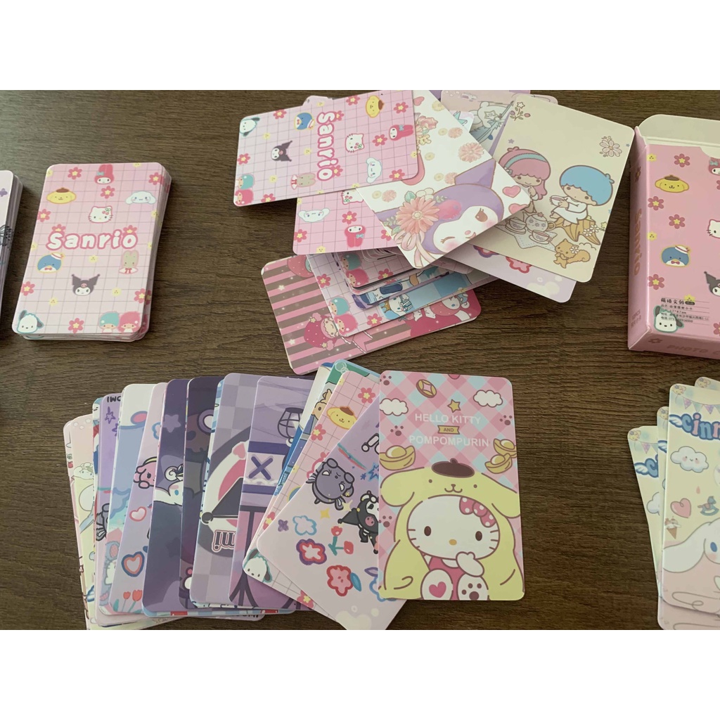 Sanrio Pochacco Kuromi Hello Kitty Pom Pom Purin Melody Flash Laser Photocard Lomo Card 50pcs/box
