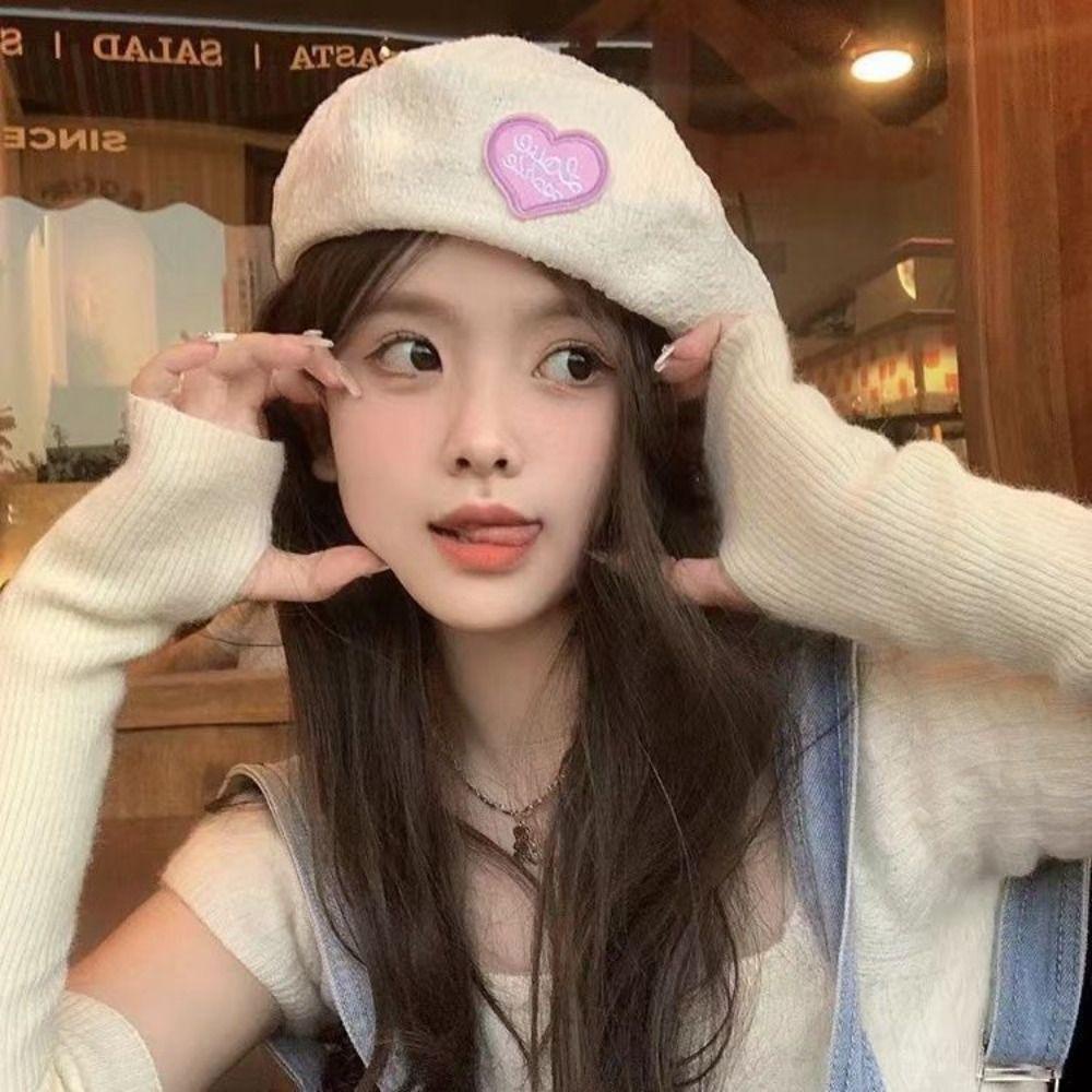 Stellaub Mũ beret Hình Trái Tim Phong Cách Hàn Quốc Dễ Phối Đồ Dành Cho Nữ