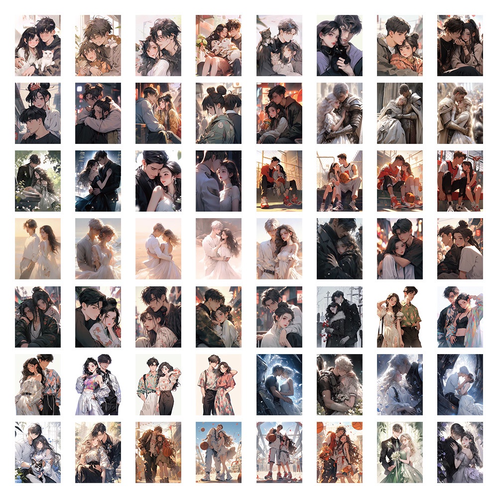 Bộ 60 Miếng Dán Hoạt Hình Trang Trí Mũ Bảo Hiểm / Bút Chì