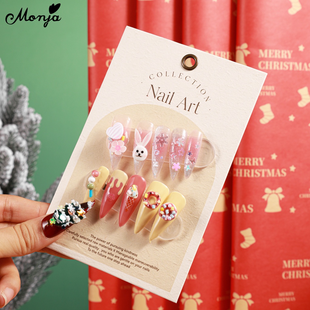 Monja Phụ Kiện Trang Trí Móng Tay 3d Chủ Đề Giáng Sinh Đính Đá diy