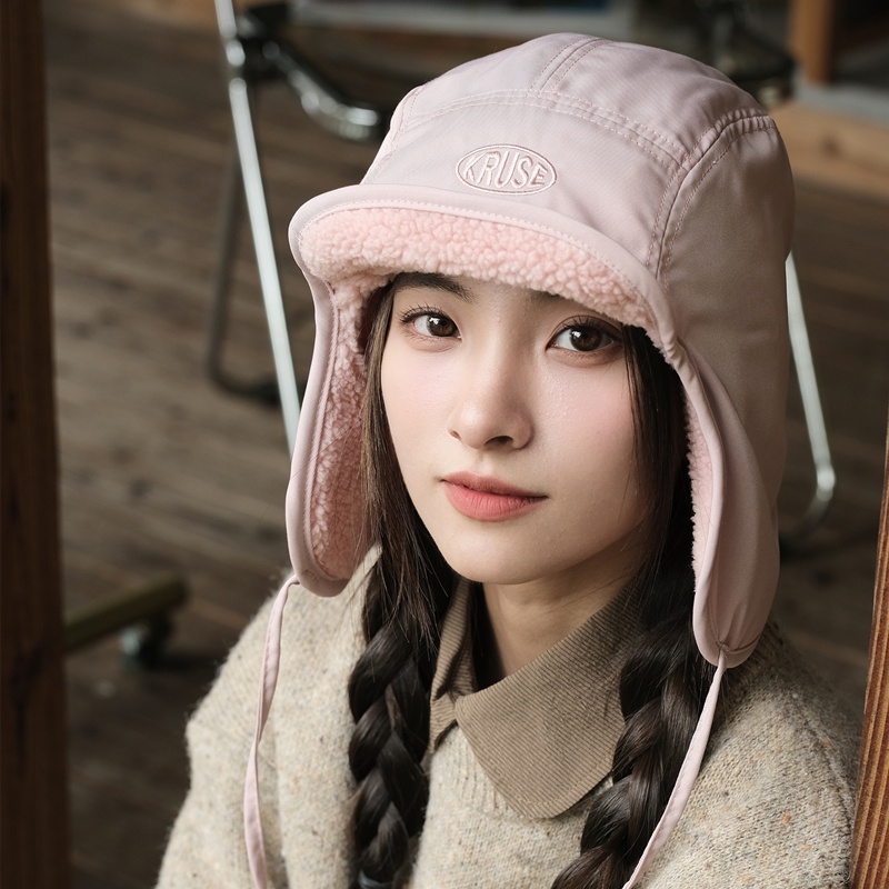 Mũ cotton Giữ Ấm Bảo Vệ Tai Cột Dây Phong Cách retro Cho Cặp Đôi