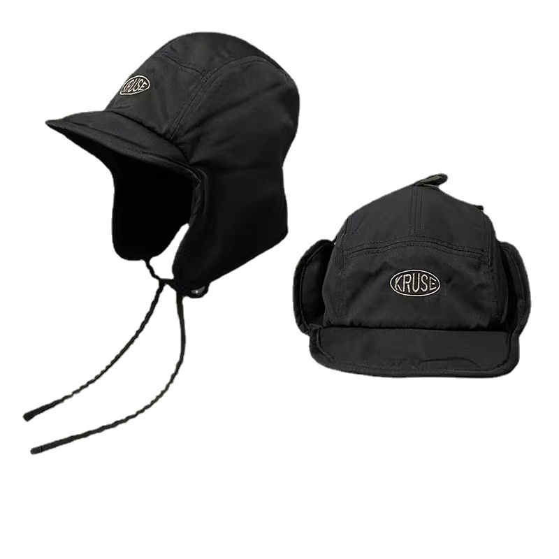 Mũ cotton Giữ Ấm Bảo Vệ Tai Cột Dây Phong Cách retro Cho Cặp Đôi