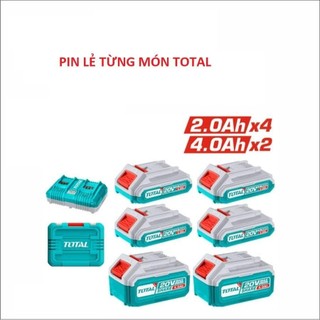 Total bộ 7 pin 20v 2ah & 4ah tosli230701 lẻ từng món