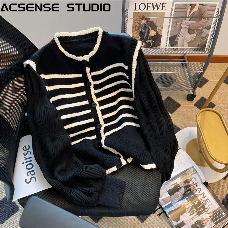 ACSENSE STUDIO Áo Len áo khoác cardigan Xu hướng Dễ thương Cute hàn quốc A21K0I737Z230913