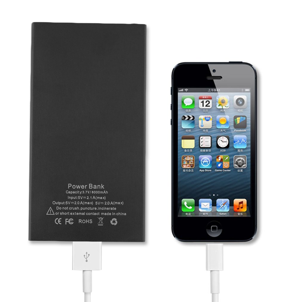 Portable 8000mAh External Battery Power Bank with USB Type C Quick Charge.