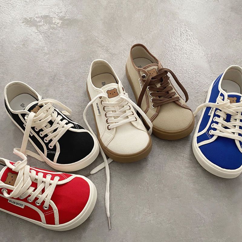 Giày Vải canvas Mũi Vuông Mùa Hè Hàn Quốc Dễ Thương Đơn Giản Cho Nữ