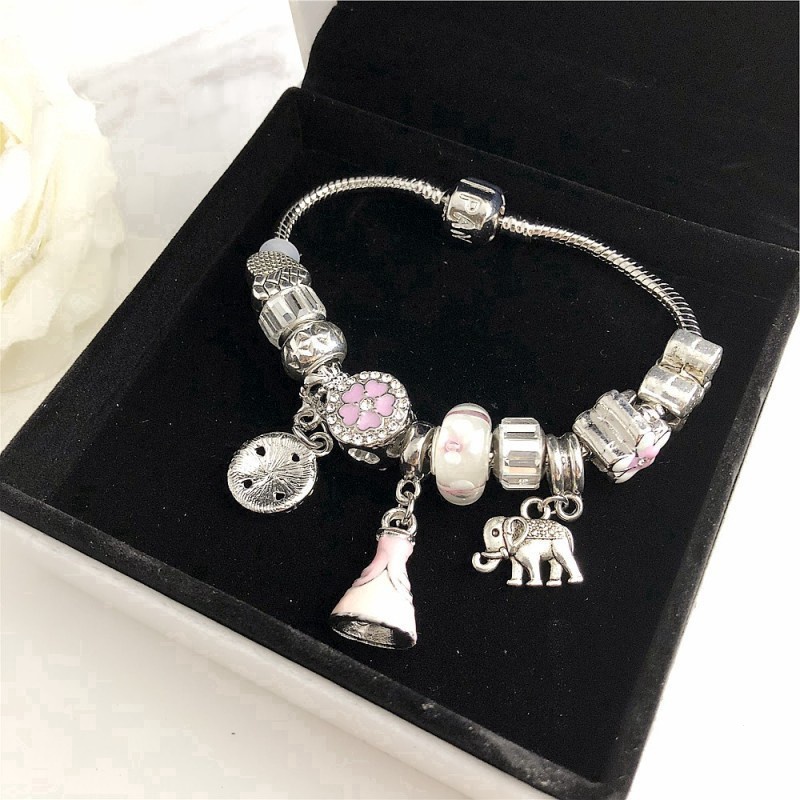 Vòng Tay pandora Mạ Bạc 25cm Thời Trang Cho Nữ