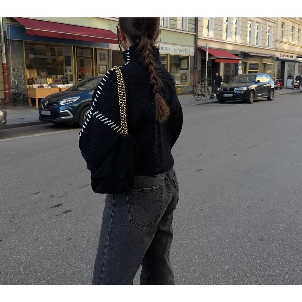 Áo sweater Mùa Thu Hai Dây Phong Cách Mới Kiểu Lười Cho Nữ