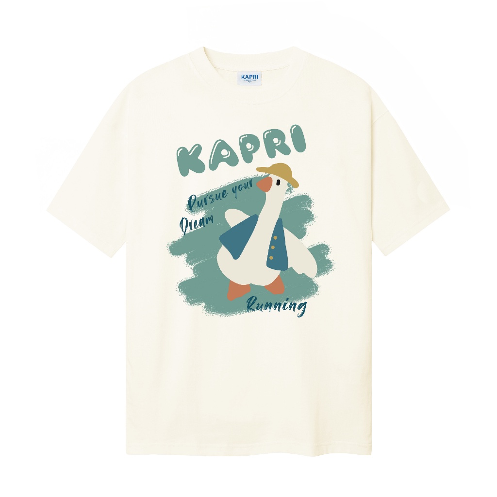 Kapri - Pursue your dream tee/Black-Cream - Áo thun unisex nam nữ hình con vịt 100% cotton 2 chiều 250GSM màu đen - kem