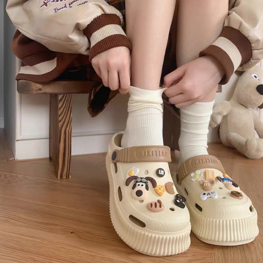 Dép Sục Nữ Độn Đế Tặng Kèm Sticker Chó Hot Trend 2023