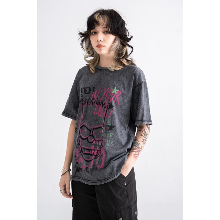 Áo Thun BOO Unisex Dáng Oversize Họa Tiết Graffiti The Simpsons BZL