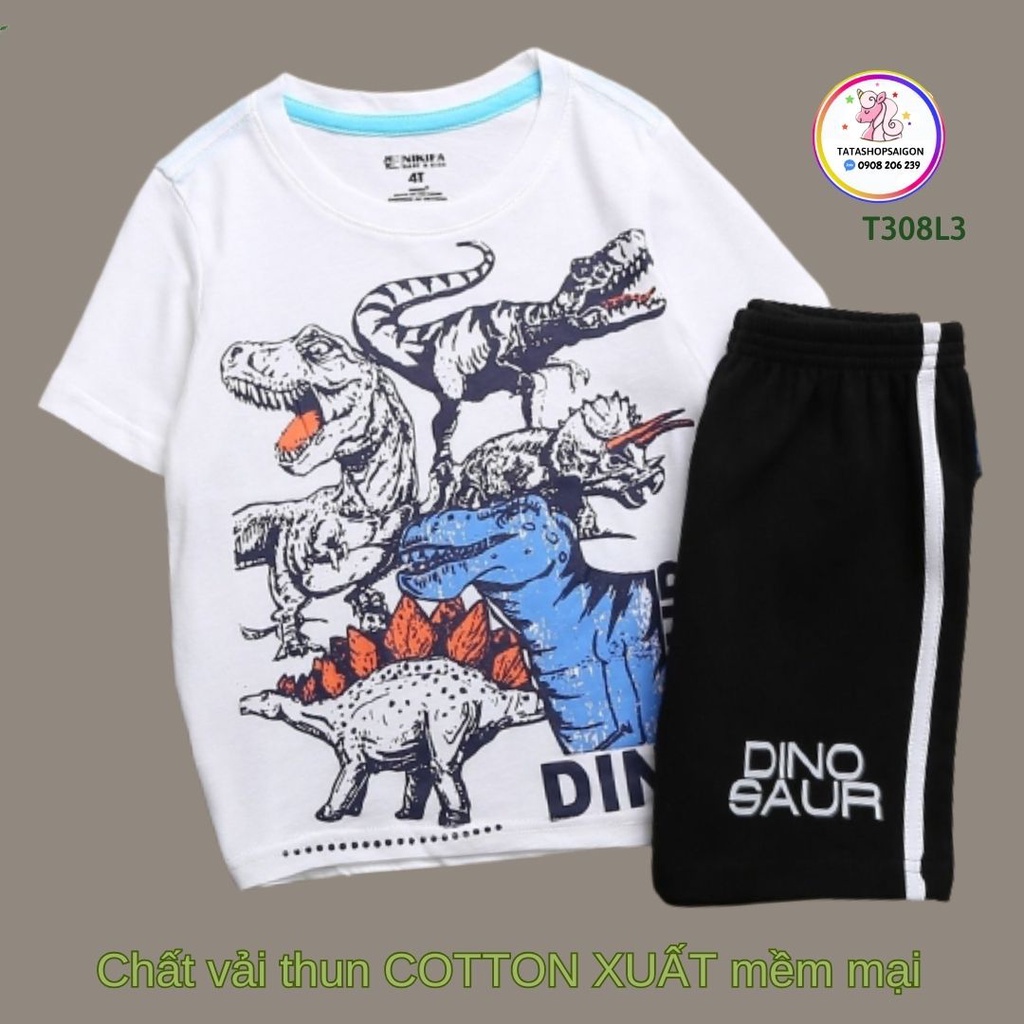 Đồ Bộ Cho Bé Trai 11-40 Kg Cotton Chính Phẩm In Hoạt Hình Hot Trend Mềm Mịn Mát  Set Quần Áo Trẻ Em 1-12 Tuổi T308