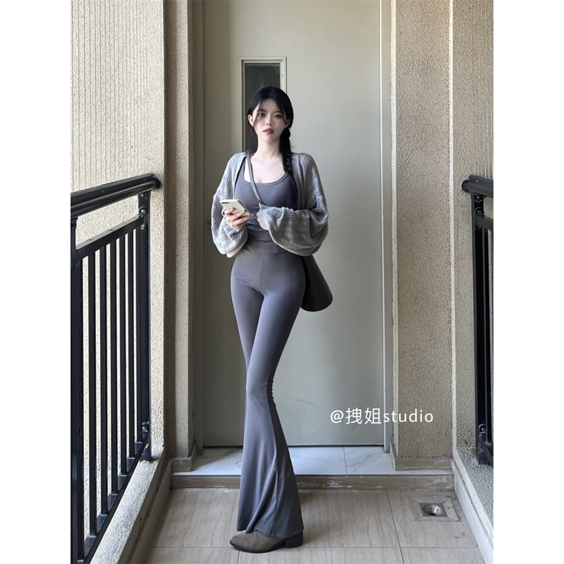 Quần Dài Lưng Cao Ống Loe Ôm Dáng Phong Cách Mới Mùa Thu Cho Nữ