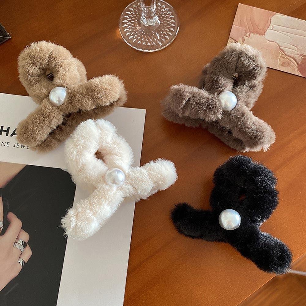 Dalton Kẹp Tóc Bằng acrylic Lông Thỏ Giả Chéo Kích Thước Trung Bình Phong Cách Hàn Quốc Thanh Lịch Mùa Đông