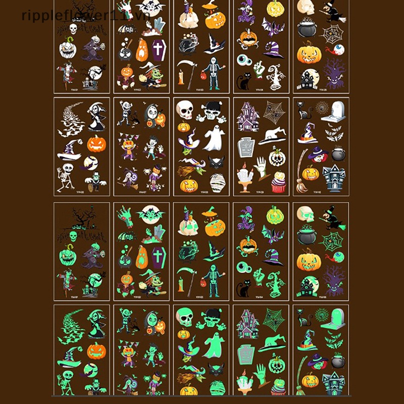 Set 10 Hình Xăm Dán Dạ Quang Chống Nước Chủ Đề halloween