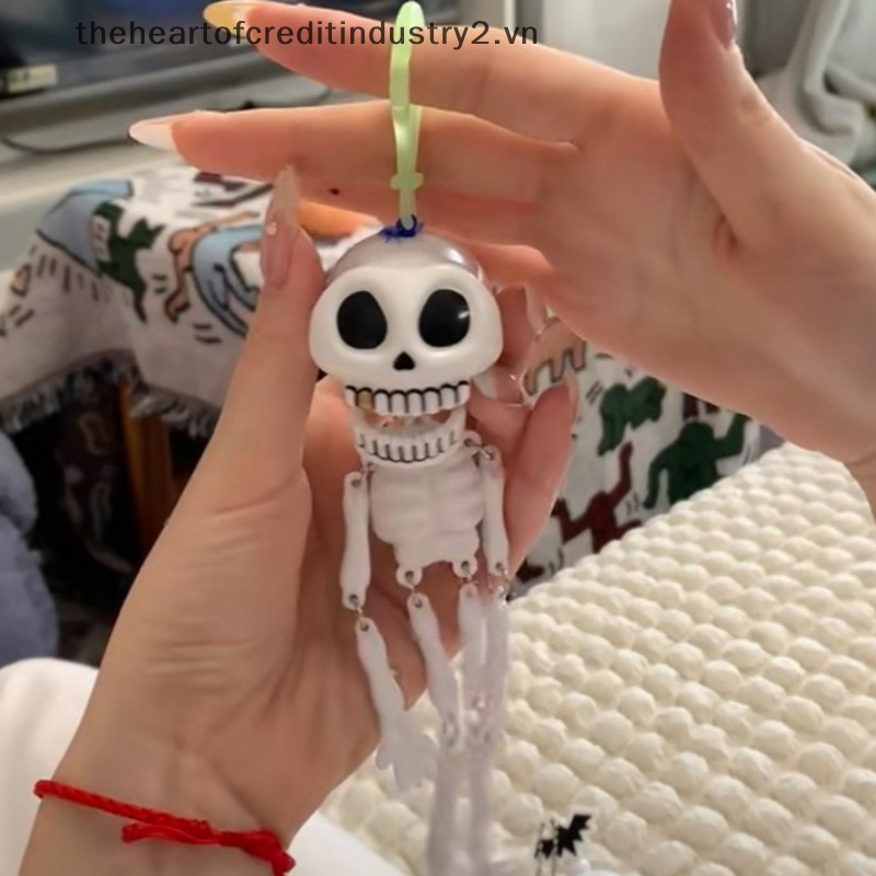 Móc Khóa Hình Đầu Lâu Kéo Dây Sáng Tạo Trang Trí Ba Lô Nhỏ Làm Quà Tặng Bất Ngờ Vui Nhộn Cho Bữa Tiệc halloween
